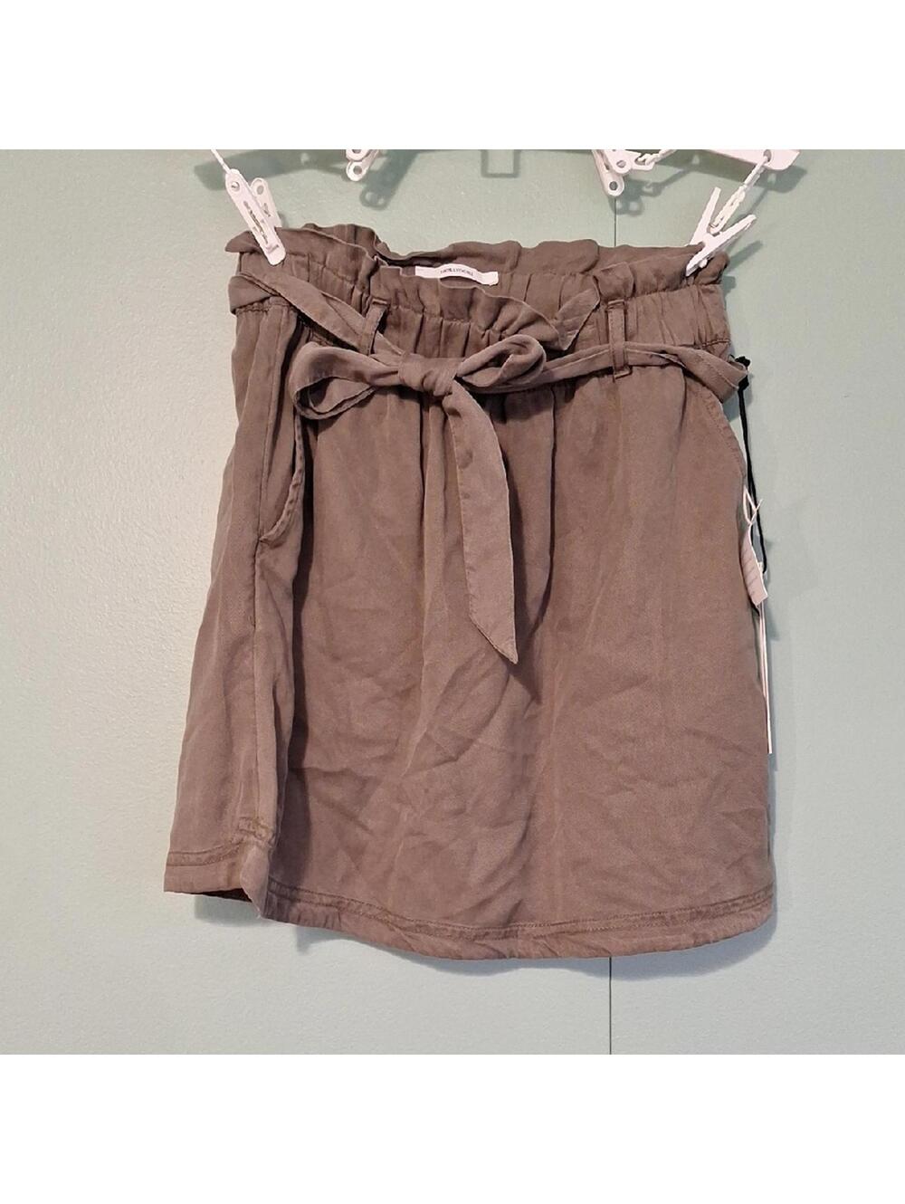 Nwt Nicole Miller Olive Green Paper Bag Waist Skirt Size Xs